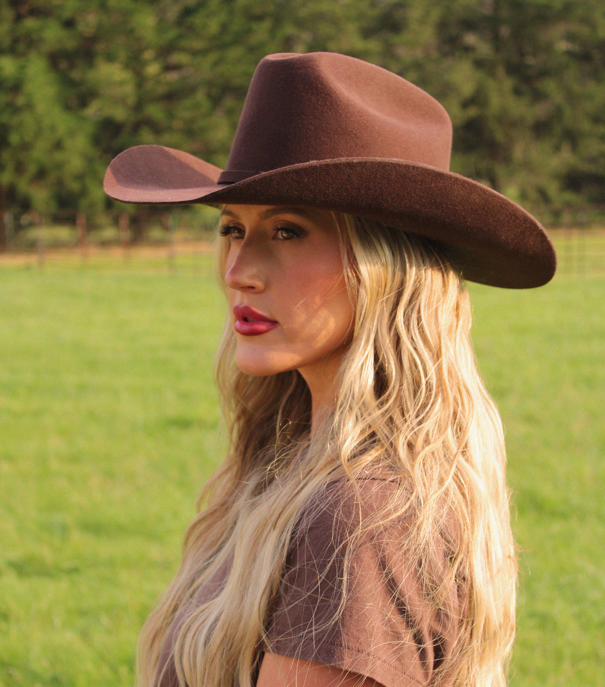 Women's 100% Wool Felt Western Cowboy Hat - Style Cattleman