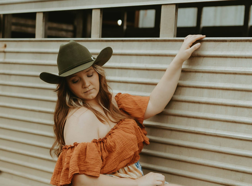Women's 100% Wool Felt Western Cowboy Hat - Style Cattleman